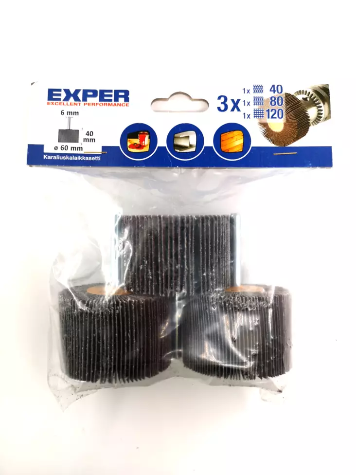 LIUSKALAIKKASETTI WF 60X40 3KPL 6MM KARA - Hiomakivet ja rullat - 19056040604080120 - 1