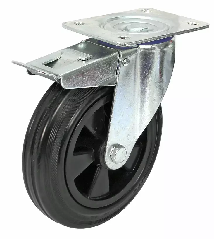 PYÖRÄ VAUNUN 160MM MUSTA KÄÄNT/JARRU - Vaunu- ja kalusterenkaat - XPJ16040 - 1