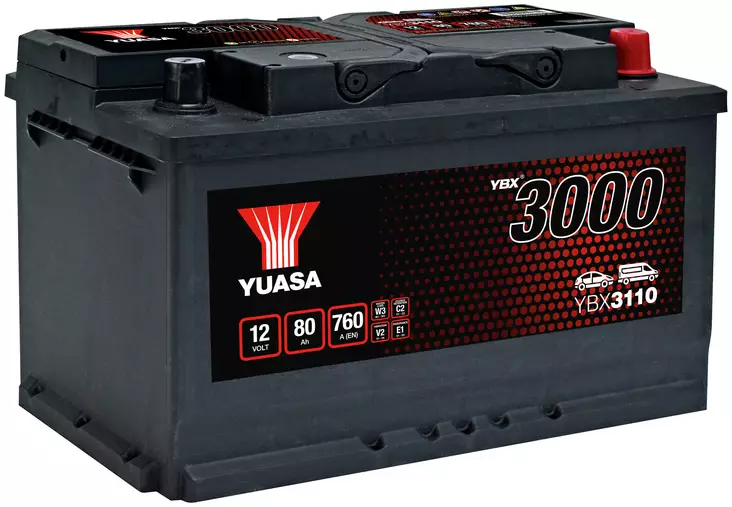 AKKU YUASA 80AH -+ 317X175X175 - Ajoneuvojen akut - YBX3110 - 1