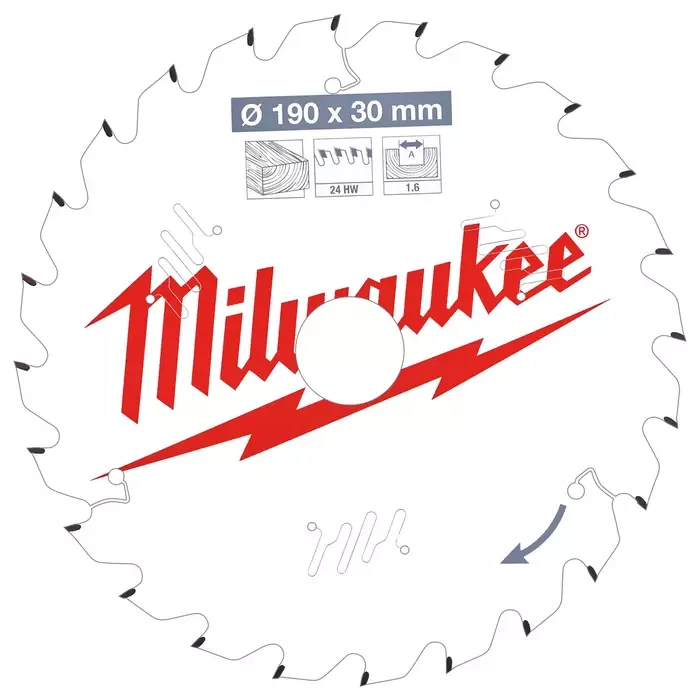 MILWAUKEE PYÖRÖSAHANTERÄ W190X30 X1,6X24 - Sirkkelinterät - MW471300 - 1