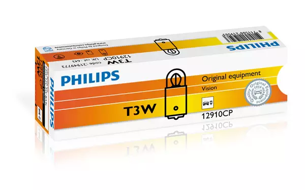 PHILIPS AUTOLAMPPU T3W 12V 3W BA9S - Polttimot - 100-12910 - 1
