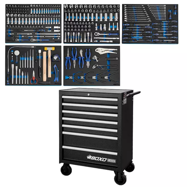 Työkaluvaunu Työkaluilla BOXO CLASSIC Musta, 330 osaa - Työkaluvaunut - 285-7071C-TK330 - 1