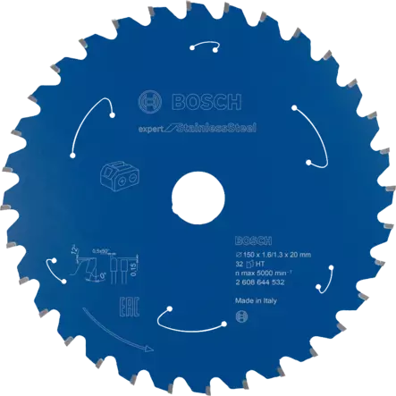 Expert for Stainless Steel -pyörösahanterä 150 x 1,6 / 1,3 x 20 T32 Akkusirkkeleihin - Sirkkelinterät - 2608644532 - 1