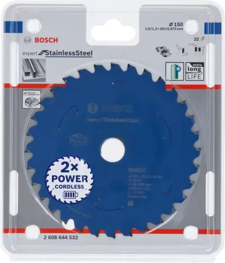 Expert for Stainless Steel -pyörösahanterä 150 x 1,6 / 1,3 x 20 T32 Akkusirkkeleihin - Sirkkelinterät - 2608644532 - 2