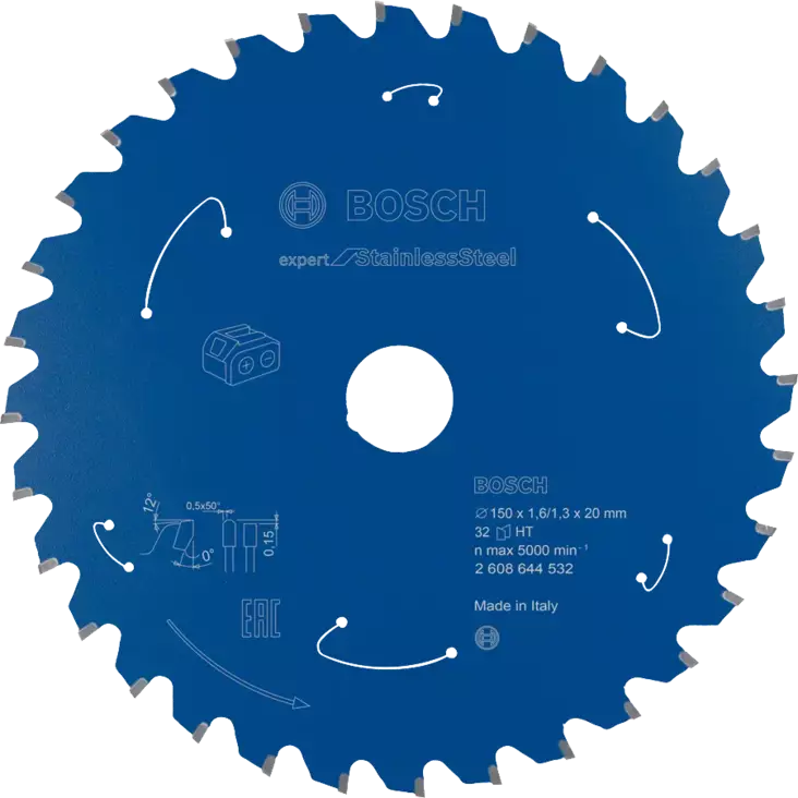 Expert for Stainless Steel -pyörösahanterä 150 x 1,6 / 1,3 x 20 T32 Akkusirkkeleihin - Sirkkelinterät - 2608644532 - 1