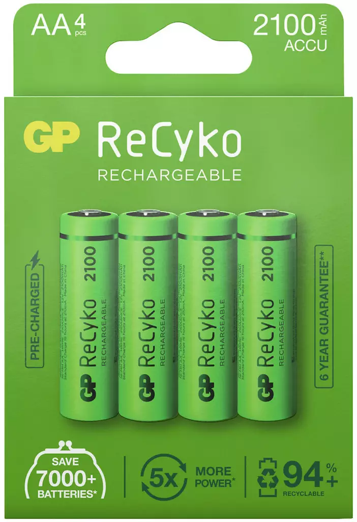 LADATTAVA PARISTO 1,2V AA 2100MAH RECYKO 4KPL - Paristot - GP201212 - 1