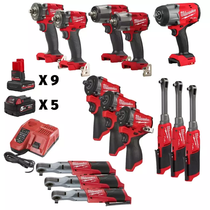 Milwaukee Konepaketti Autohuoltamolle - Akkukonesarjat - MWAUTOHUOLTOSET-2 - 1