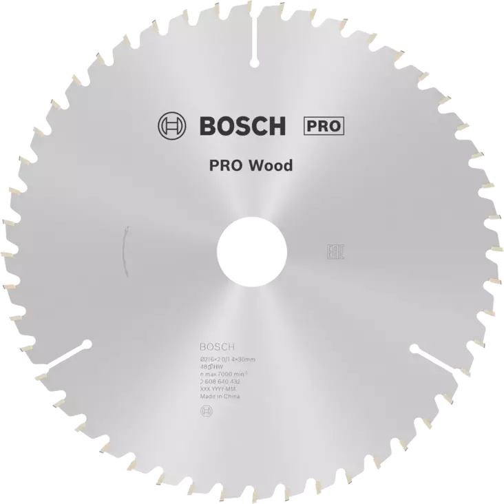 Bosch PRO Wood -pyörösahanterä, 216 x 2 x 30 mm, T48 - Sirkkelinterät - 2608640432 - 1