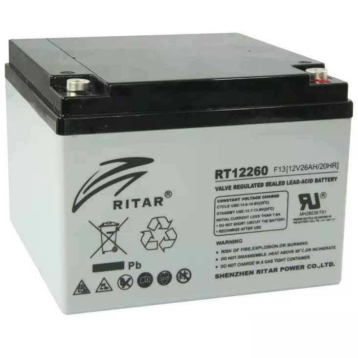 RITAR AKKU 12V, 26AH, 166X175X125MM - Ajoneuvojen akut - RT12260-F13 - 1