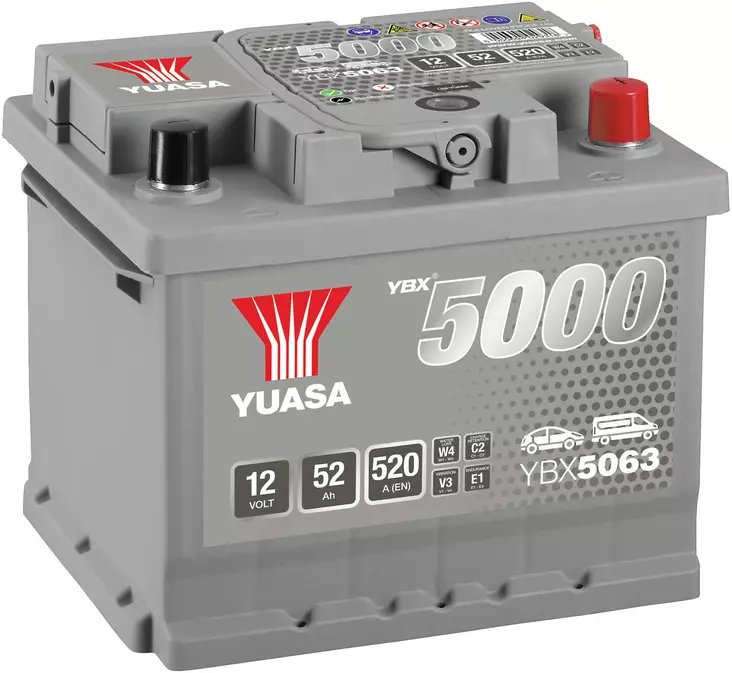 AKKU YUASA 52AH -+ 207X175X175 - Ajoneuvojen akut - YBX5063 - 1