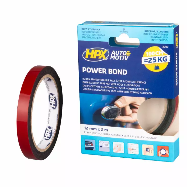 HPX Kaksipuolinen Akryyliteippi 3200 12mmx2m - Teipit - HPX-HSA024 - 1