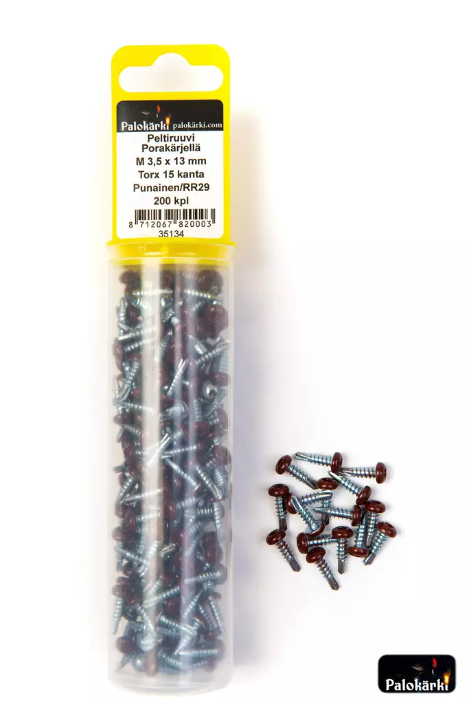 PELTIRUUVI PORAKÄRJELLÄ M3 3,5X13 PUN. - Kateruuvit - 35134 - 3