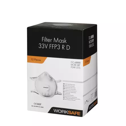 Hengityksensuojain Worksafe 33V FFP3 NR D 10kpl pakkaus - Hengityssuojaimet - 2103195 - 2