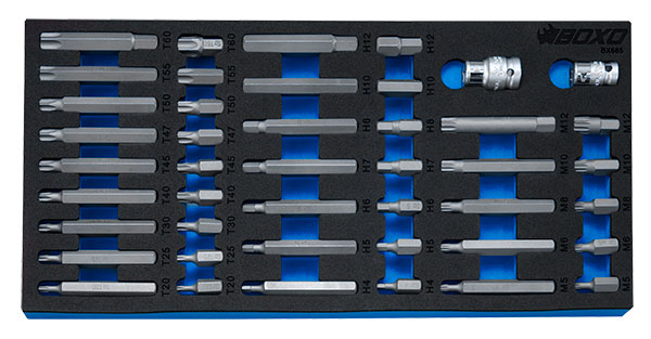 BITS-SARJA 3/8"&1/2" TORX,XZN,KUUSIO - Moduulit työkaluvaunuihin - 284-BX685 - 1