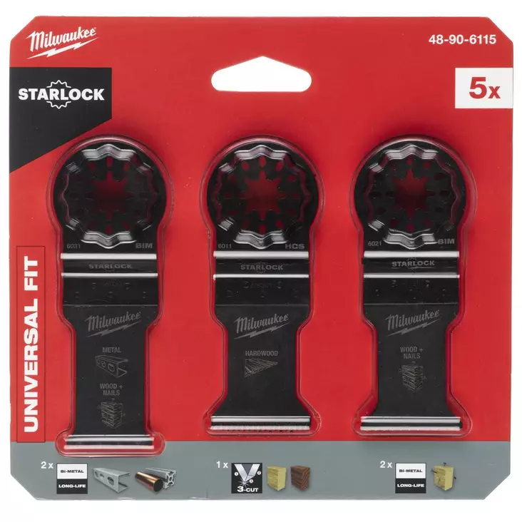 MONITOIMITYÖKALUN TERÄSARJA PUU/METALLI 5-OS - Monitoimityökalujen tarvikkeet - MW906115 - 1