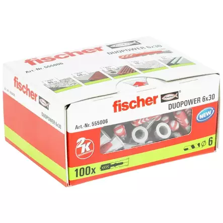 Nailontulppa Duopower 6x30 100kpl - Lyönti- ja yleistulpat - FIS555006 - 2