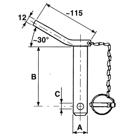 Työntövarren Tappi 130X25 Kahva Sokka - Traktorit ja työkoneet - T0486 - 2