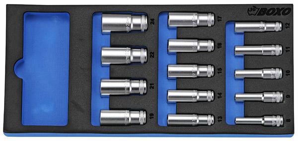 HYLSYSARJA 3/8" PITKÄT HYLSYT 8-24MM - Moduulit työkaluvaunuihin - 284-BX016 - 1