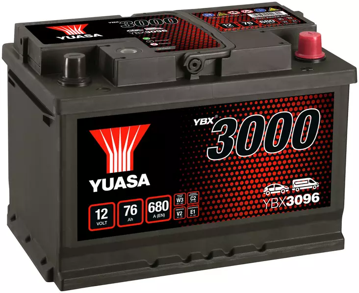 AKKU YUASA 76AH -+ 278X175X190 - Ajoneuvojen akut - YBX3096 - 1