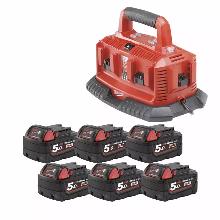Milwaukee M14-18C6 Akku-laturipaketti sis. 6x B5 akut - Akku-laturipaketit - M1418C6B506 - 1