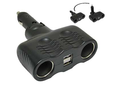 TUP.SYT.HAAR.PIST. 12/24V 2-NAP+2X USB - USB-laturit, pistokkeet ja adapterit - 1800-0327 - 1