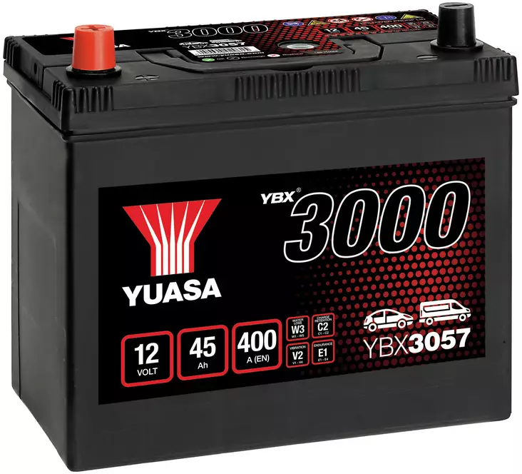 AKKU YUASA 45AH +- 238X129X225 - Ajoneuvojen akut - YBX3057 - 1