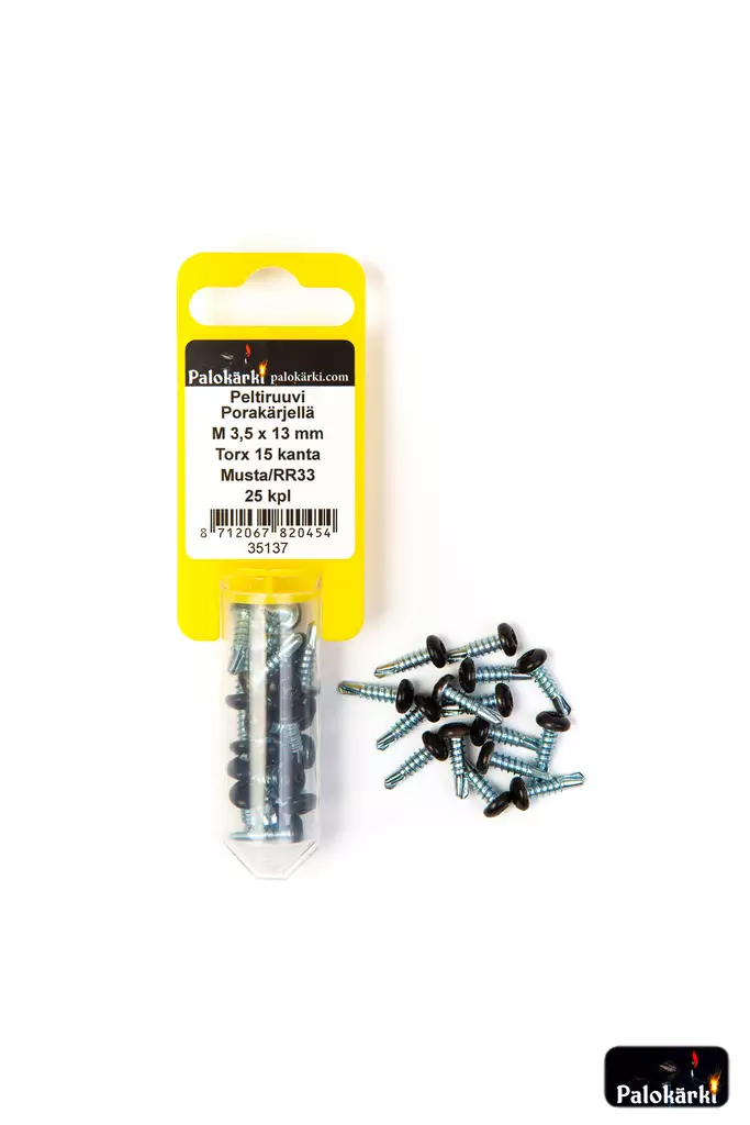 PELTIRUUVI PORAKÄRJELLÄ M3 3,5X13 MUSTA 25KPL - Kateruuvit - 35137 - 2
