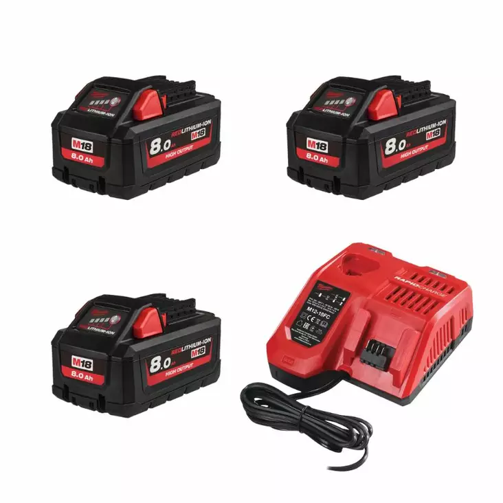 MILWAUKEE AKKUPAKETTI M18 HB8 - Akku-laturipaketit - NRG803HB18 - 2