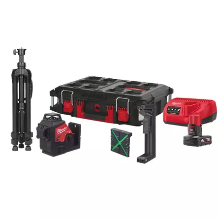 Milwaukee M12 3PLSKIT-401P ristilinjalaser sarja 360°, 1x4Ah akku ja laturi - Viivalaserit - MW499379 - 1
