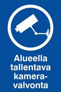 OPASTE 200X300 ALUEELLA TALLENTAVA KAMERAVALVONTA - Ensiapu ja työsuojelu - TRA059 - 1