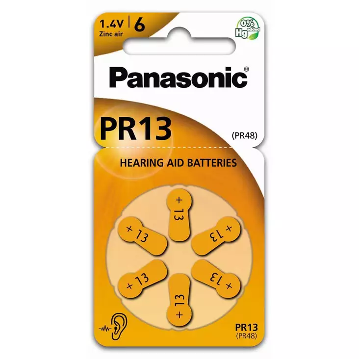 PANASONIC Zinc Air PR-13(48)/6LB 6kpl/pkt - Paristot - 2A712149 - 1