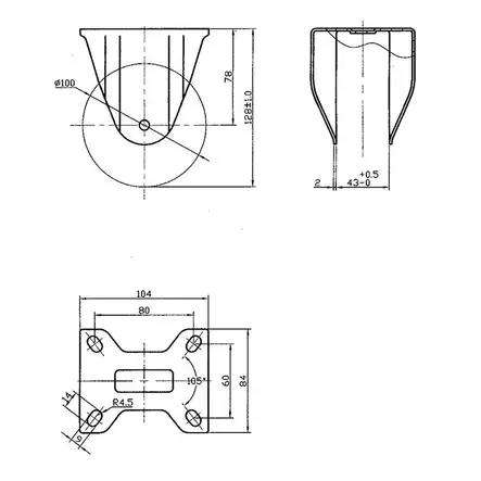 Kiintopyörä 100mm Musta - Vaunu- ja kalusterenkaat - X008190AA - 2
