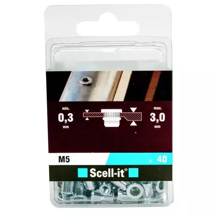 Niittimutteri M5X13mm 40kpl teräs - Essve kiinnitystarvikkeet - SCE201A - 2