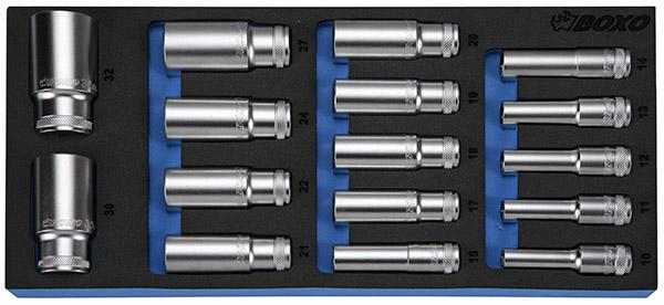 HYLSYSARJA 1/2" PITKÄT HYLSYT 10-32MM - Moduulit työkaluvaunuihin - 284-BX017A - 1