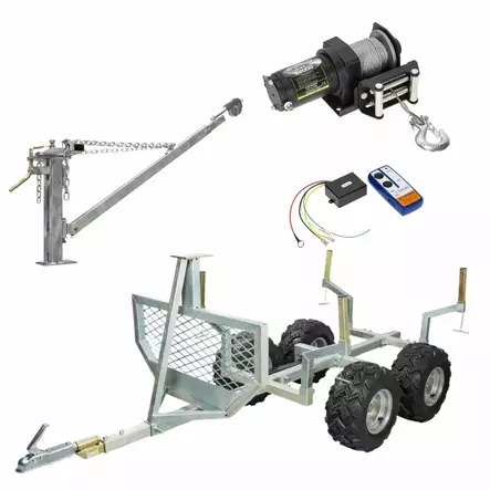 Mönkijän tukkikärry 1000kg, puomi+vinssi - Mönkijän peräkärryt - ATV20PAKETTI - 1