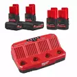 Milwaukee M12 Akku+laturipaketti, 2x 2,5Ah + 2x 5Ah akut + laturi - Akku-laturipaketit - MWM12C4NRGPAK - 1