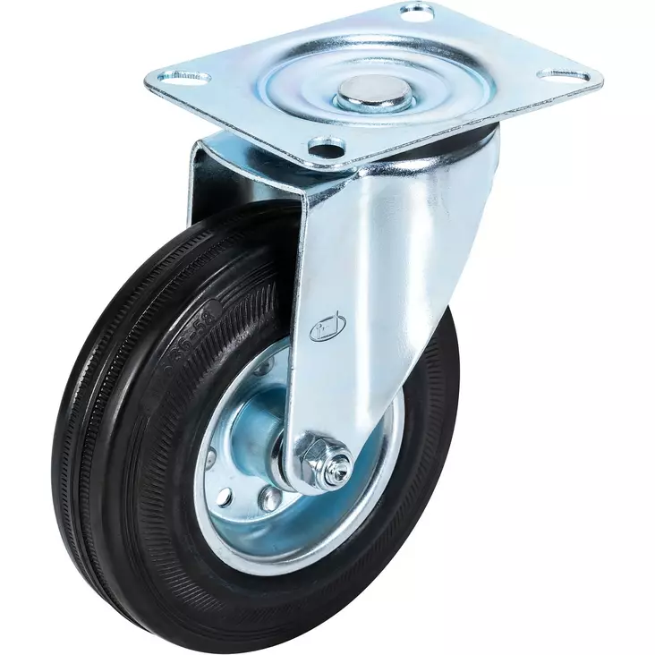 Kääntöpyörä 200mm Teräs/Kumi - Vaunu- ja kalusterenkaat - XPV0200K - 1