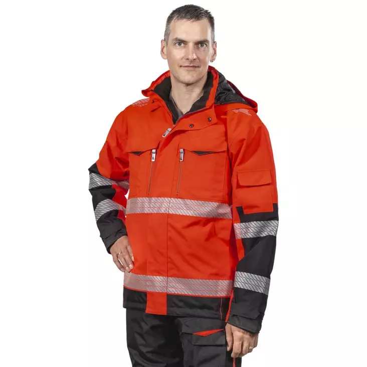 TALVITAKKI ANTON FL.PUN/MUSTA LK2 - Talvityötakit - PAT524P-2XL - 1