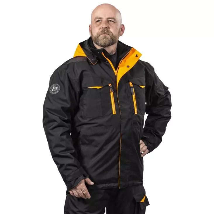 TALVITAKKI FOSTER MUSTA/FL.ORANS - Talvityötakit - PAT186O-2XL - 1