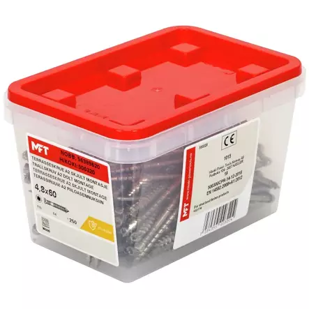 Terassiruuvi piilo 4,8x60 A2 250kpl - Terassiruuvit - MFT48060R - 3