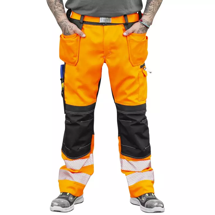 HOUSUT STRETCH RT TRITON FL.OR/MUSTA LK1 EN20471 - Kesätyöhousut - PAT542O-S - 1