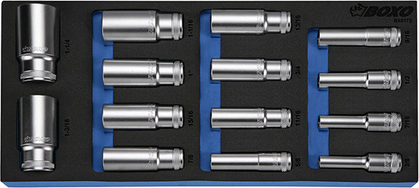 HYLSYSARJA 1/2" PITKÄT 3/8-1 1/4" 12K - Moduulit työkaluvaunuihin - 284-BX017S - 1