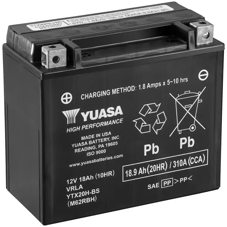 YTX20H-BS (CP) 12V YUASA HIGH PERFORMANCE MF VRLA - Ajoneuvojen akut - YTX20H-BS - 1