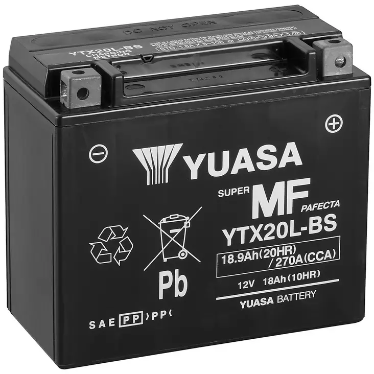YTX20L-BS (CP) 12V YUASA MF VRLA BATTERY - Ajoneuvojen akut - YTX20L-BS - 1