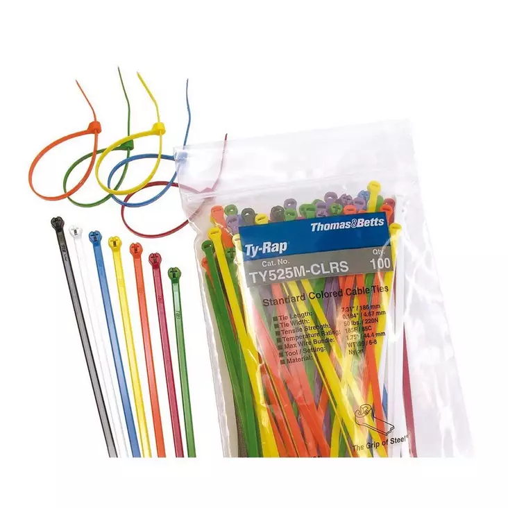 T&B TY-RAP NIPPUSIDE 186X4,8 10 ERI VÄRIÄ 100 KPL - Teipit - TR186V - 1